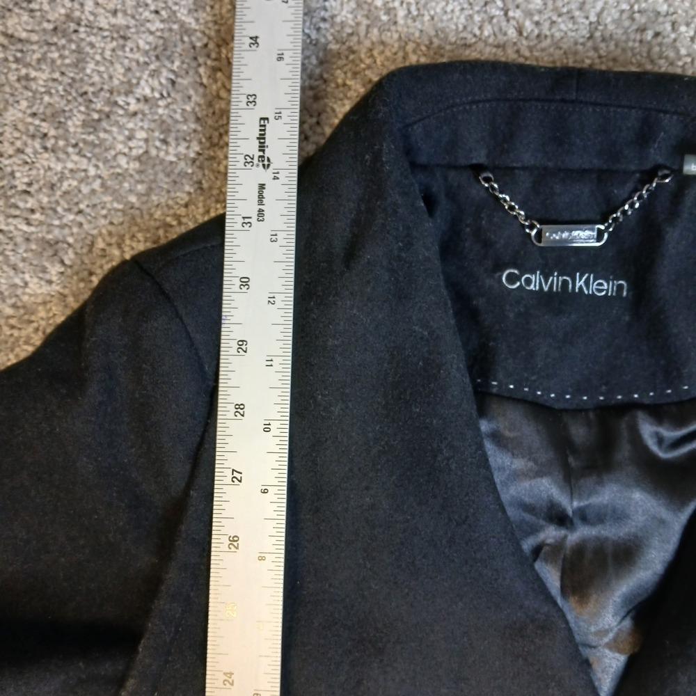 Calvin Klein Womens Black Wool Blend Wing Collar Peacoat Jacket PS Petite Small - Picture 9 of 11